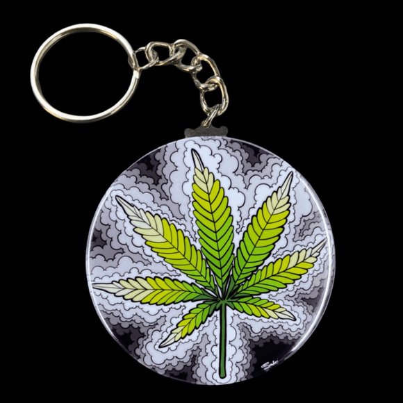 The Cloudy Corgi Accessories - 420 Cannabis Leaf Stoner Art Keychain Accessories